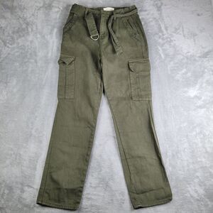 Pacsun Mom Jeans Womens 25x28 Army Green Denim Cargo Pockets Baggy Loose Y2K 90s